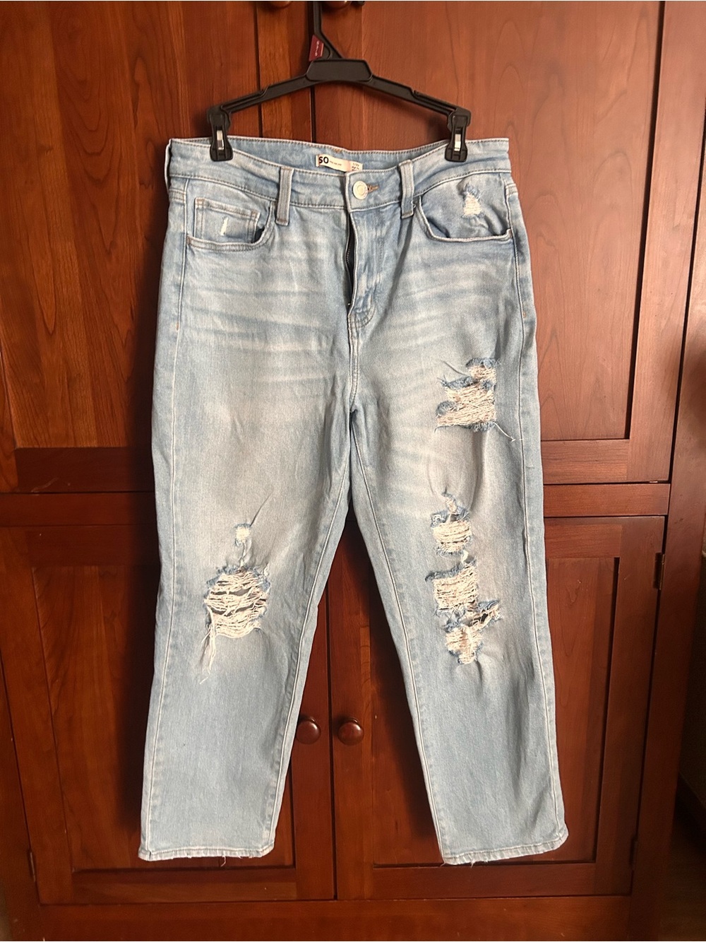 SO Light Blue Distressed Boyfriend Jeans